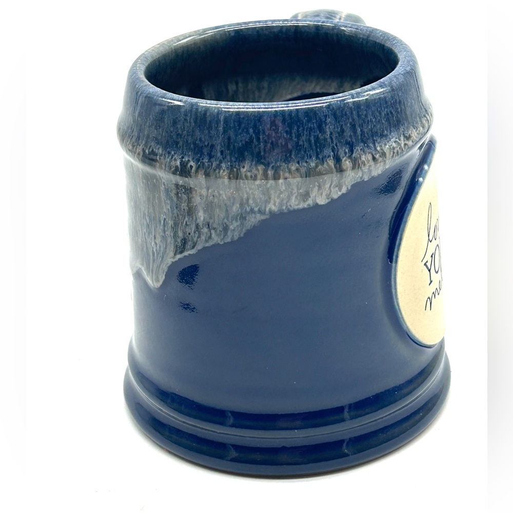Deneen Pottery Handthrown Mug - 12 oz Blue Drip Glaze - Love Your Melon 2017 USA - Picture 5 of 9